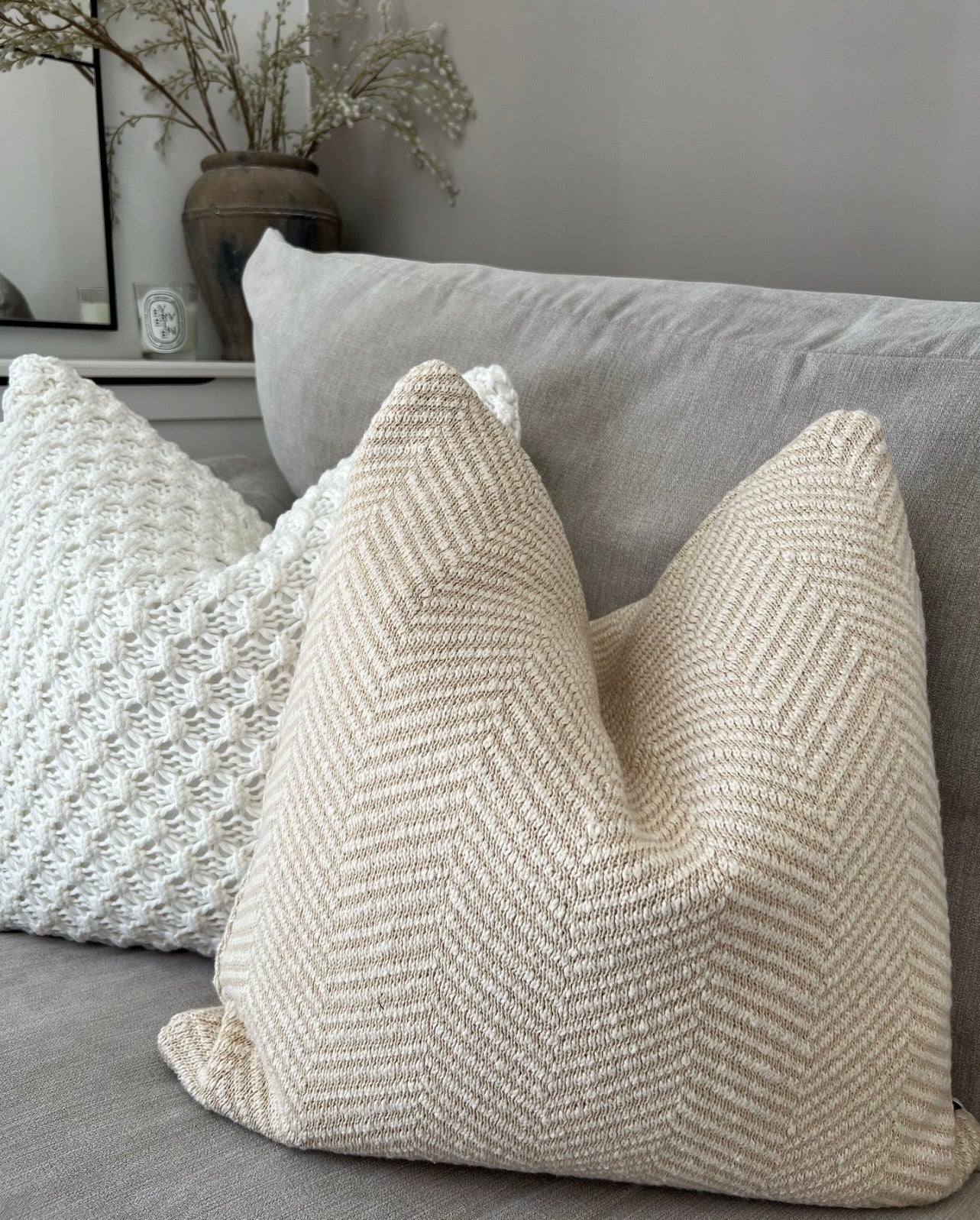 Noa Herringbone Knit Cushion 45cm x 45cm