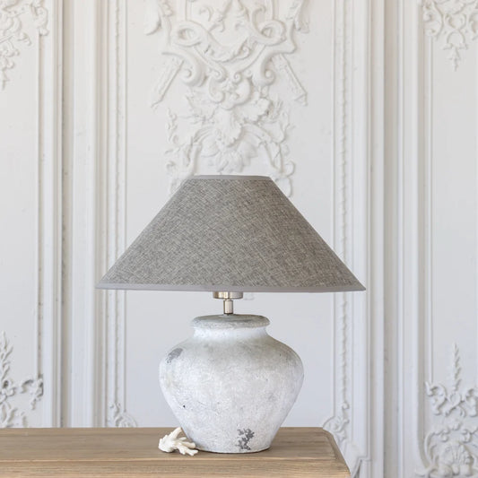 Wimborne Rustic Stoneware Lamp with Grey Linen Shade