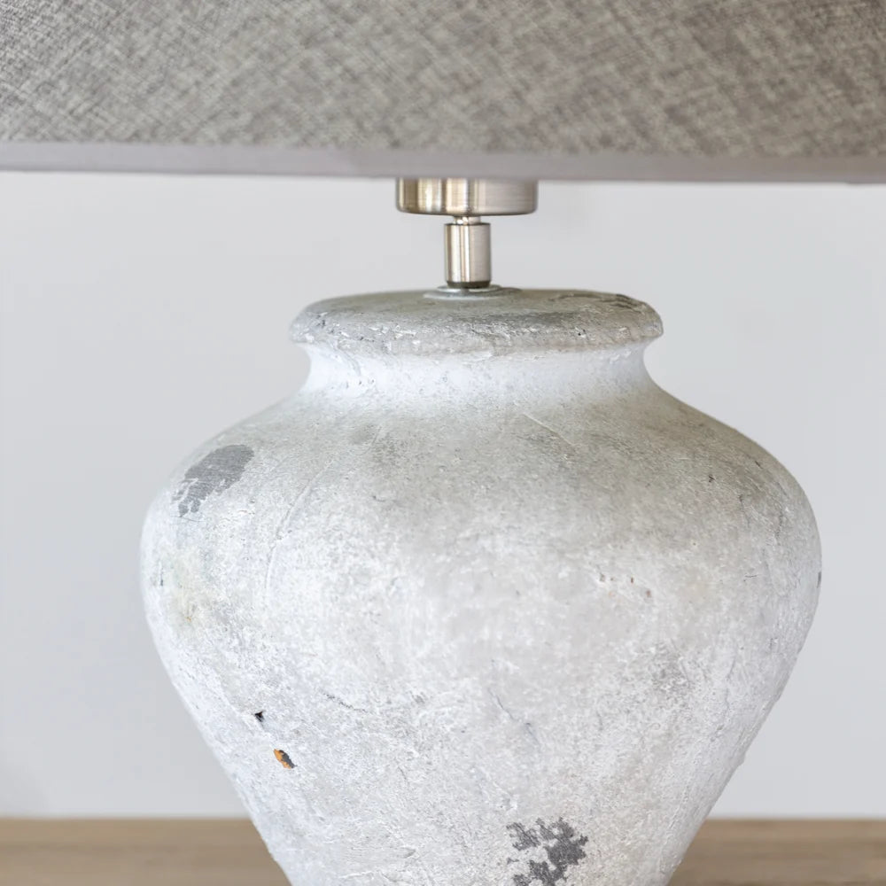 Wimborne Rustic Stoneware Lamp with Grey Linen Shade